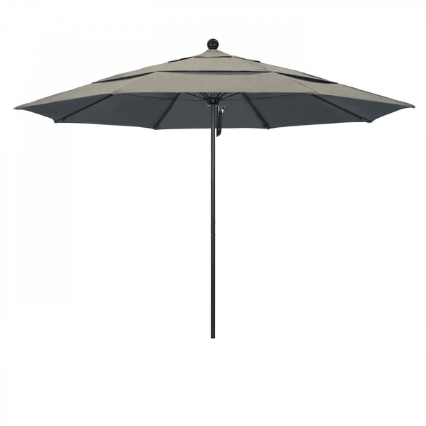 California Umbrella 11' Black Aluminum Market Patio Umbrella, Sunbrella Spectrum Dove 194061333150
